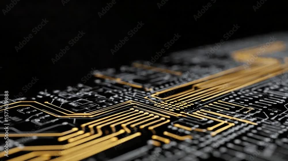 Poster circuit board detail: intricate pathways of a circuit board, showcasing the complex design and techn