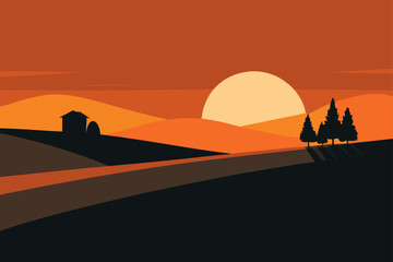 sunset over the desert