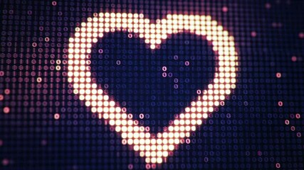 Digital heart shape animation on binary code background for technology - Powered by Adobe