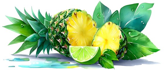 Tropical fruit still life