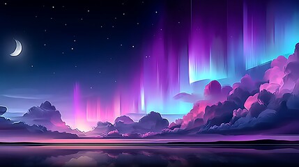 Night sky with aurora borealis