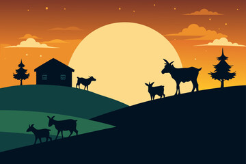 vector illustration of a horse in the woods