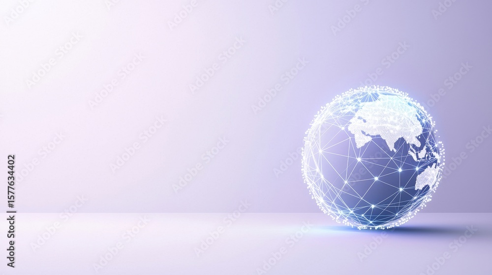 Poster globe minimalist flat minimalist flat design globe with network connections, lines connecting differ
