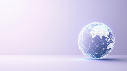 globe minimalist Flat Minimalist flat design globe with network connections, lines connecting different continents, representing global communication