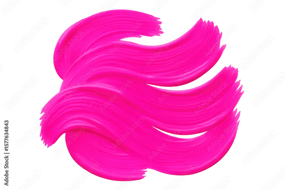 Poster vivid pink brush strokes swirling dynamically against a transparent background, creating a vibrant a