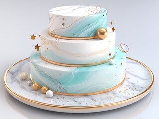 Elegant, tiered cake with marble design