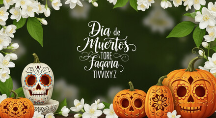 "A vibrant Mexican Day of the Dead altar with marigolds, sugar skulls, candles, and photos honoring departed loved ones in November."

