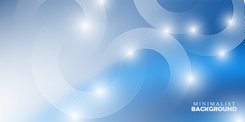 Abstract circle lines on light blue background. Geometric stripe line art design for poster, brochure, cover, website, header, web banner, presentation.