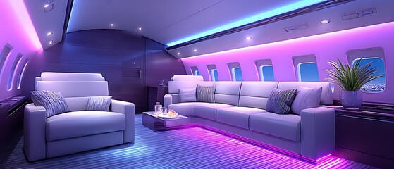 Luxurious private jet lounge