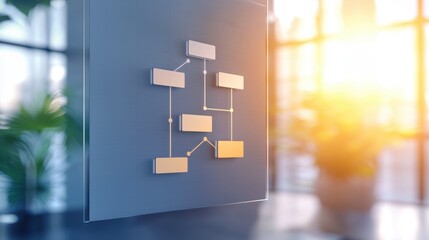 structure flowchart Diagram Flowchart diagram on a digital whiteboard, illustrating a structured business process, in a modern office setting.
