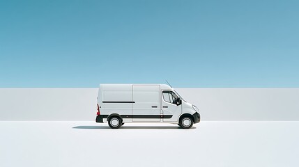 White Delivery Van on White Background