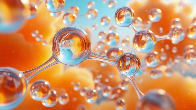 Molecular structure, peptides, niacinamide, vitamin B3, skincare science, active ingredients, transparent molecules, cosmetic innovation, anti-aging formula, dermatology background, beauty tech