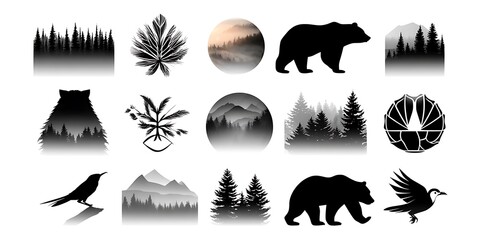Silhouette illustrations of nature