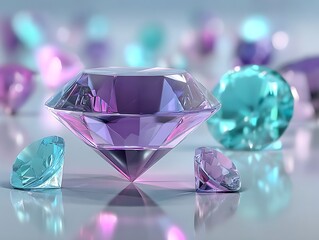 Colorful gems, reflecting light
