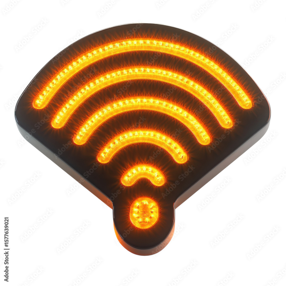 Poster glowing wifi icon internet connection wireless signal connectivity symbol on transparent background