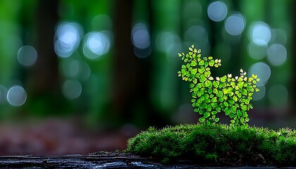 Delicate fern stag in forest