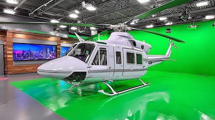 Helicopter in a modern studio
