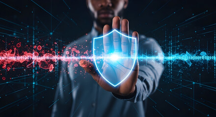 Futuristic Cyber Defense and Data Security Visualization