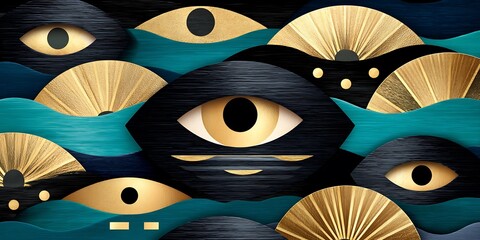 Abstract Design with Gold Accents and Eyes