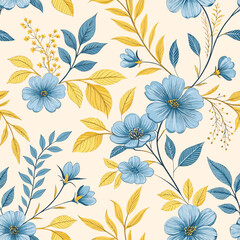 Floral pattern seamless.Pastel blue flowers Ikat design paisley embroidery with floral motifs. Ethnic pattern oriental traditional. Ikat pattern seamless vector illustration.