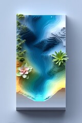 Abstract landscape with layered shapes