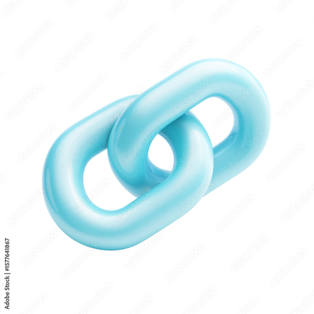 Poster 3d icon of a blue chain link icon isolated on transparent background isolated on transparent backgro