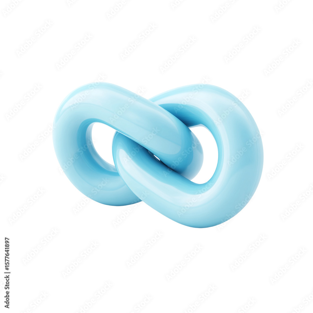 Poster 3d icon of a light blue chain link is isolated on transparent background isolated on transparent bac