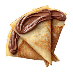 Crepes with Nutella top view on transparent background