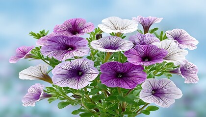 Vibrant bouquet of mixed purple and white flowers