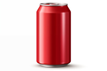 Red aluminum soda can isolated on white background
