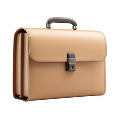 3d icon of a classic brown leather briefcase with a handle isolated on transparent background isolated on transparent background