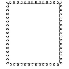 Simple black curly line rectangular frame isolated on white