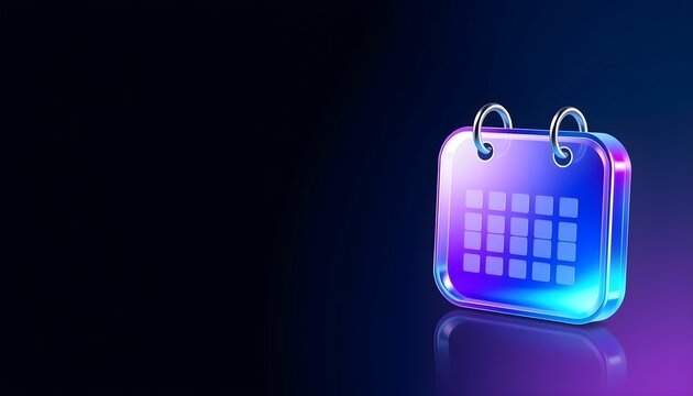 Stylized Calendar Icon Illustration on Dark Background for Schedule and Planning