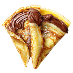 Crepes with Nutella top view on transparent background