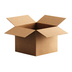 3d icon of an open cardboard box isolated on transparent background awaits its contents isolated on transparent background