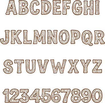 Wood Log Alphabet Lettering ABC Tree Text Font