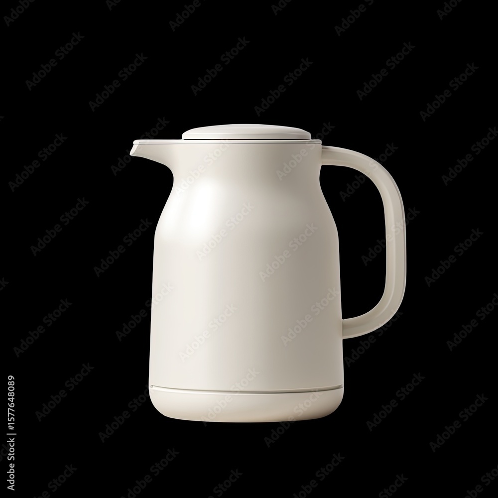 Poster modern white pitcher with smooth design and stylish handle for elegant table setting and serving pur