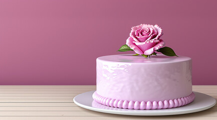 Naklejka premium birthday cake with pink rose