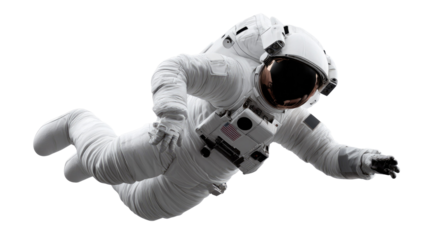 Astronaut in Space: A lone astronaut floats weightlessly in the vacuum of space. with spacesuit and helmet exploring the cosmos.
