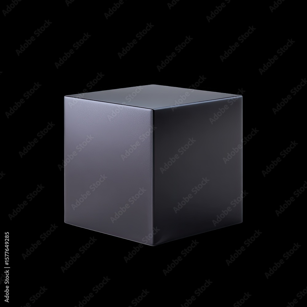 Poster simple black cube on a dark background for creative and minimalistic design projects