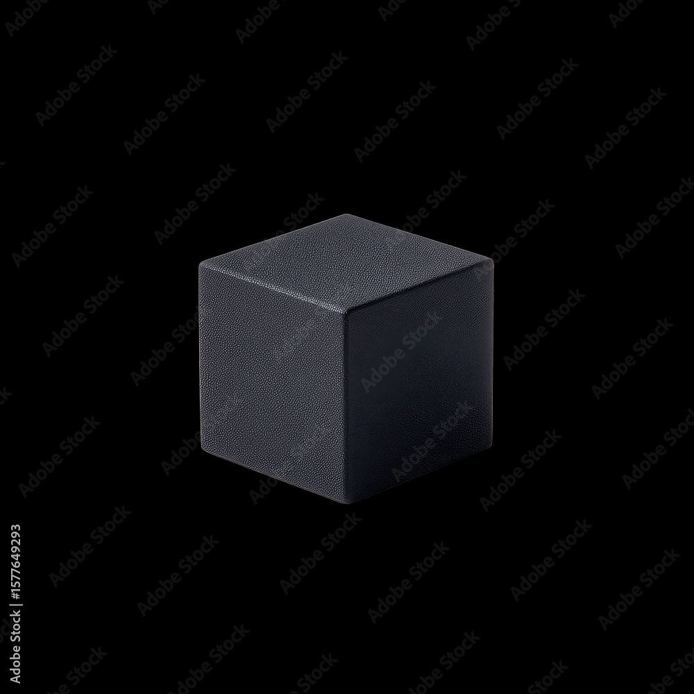 Poster black textured cube on a black background highlighting minimalist design and geometric shapes in mod