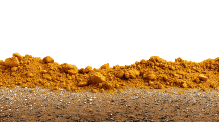 Pile of Yellow Soil and Sand: A horizontal border showing a pile of yellow soil and sand, texture, and earth tones. 