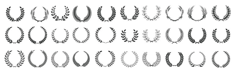 set laurel wreath icons element logo label emblem sign illustration © Valgh