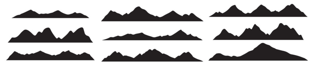 set mountains silhouettes white background vector illustration