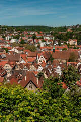 Tubingen travel destination town aerial red roof houses view