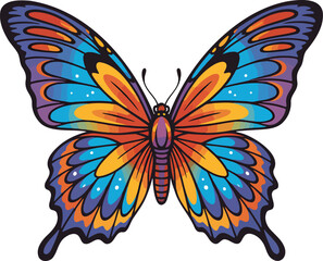 Butterfly colorful illustration isolated on transparent background