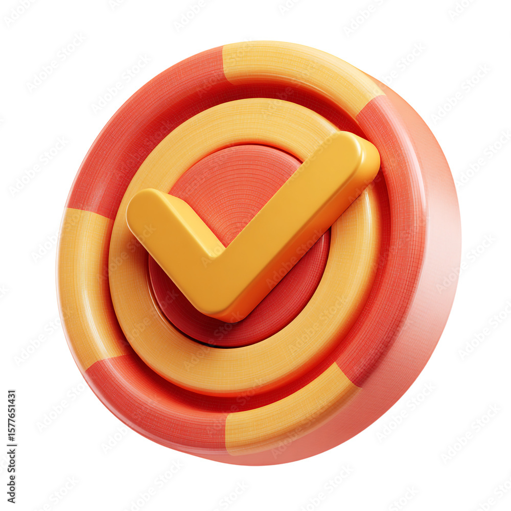 Fototapete 3d icon of a 3d rendering of a check mark in a circle isolated on transparent background isolated on