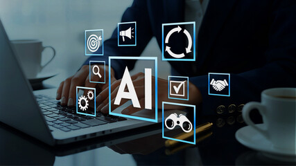 AI agent supporting business processes with automation technology. Generative artificial...