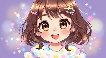Fototapeta premium きらめく瞳と魔法の微笑み