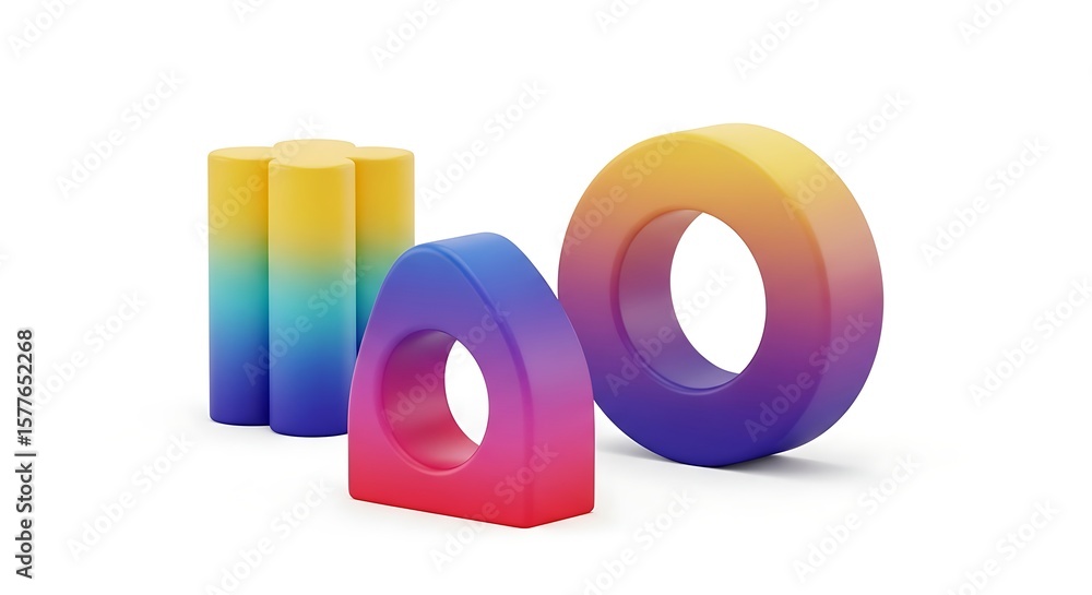 Poster abstract geometric shapes with gradient color on white